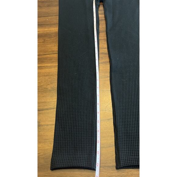 Muk Luk Black Waffle Knit Leggings Wmns Sz M/L Base Layer Wintercore Cabincore - Picture 8 of 8